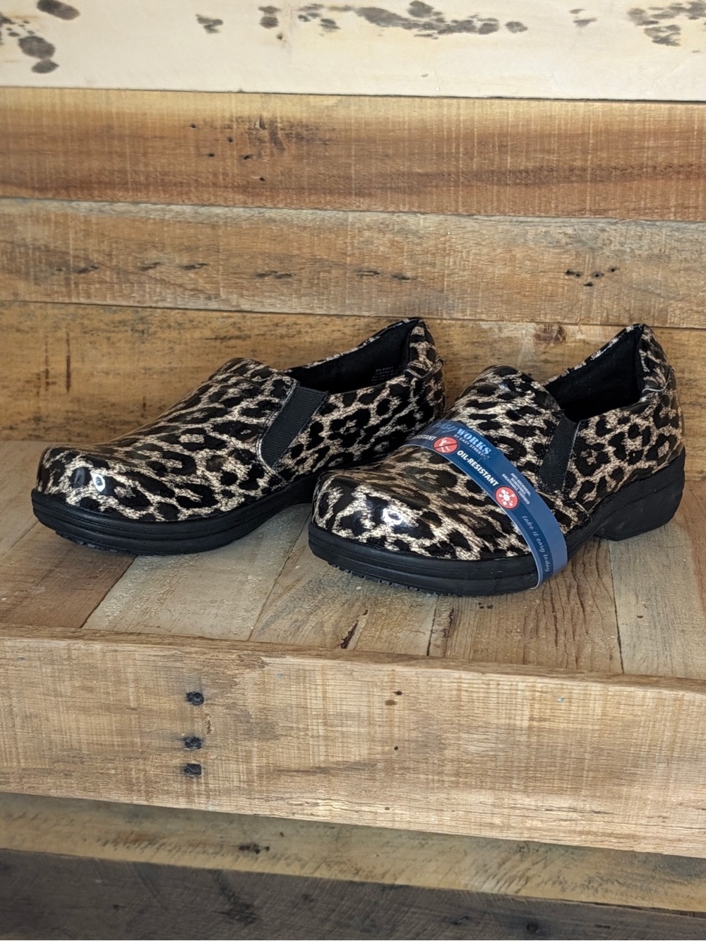 Easy Street Women’s Leopard Print Slip-On Comfort Shoes - Black/Brown